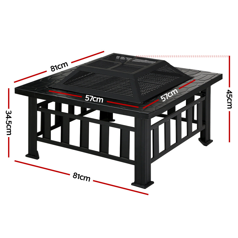 2 in 1 Fire Pit BBQ  embossed stone finish