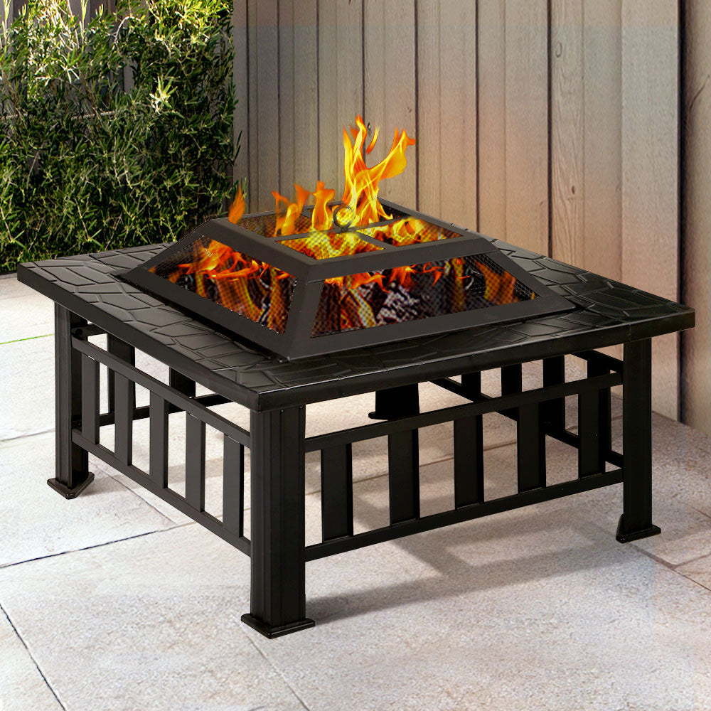 2 in 1 Fire Pit BBQ  embossed stone finish