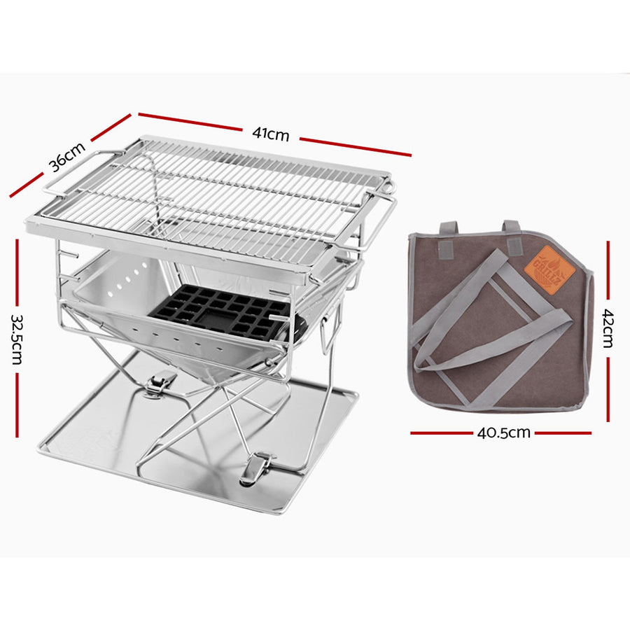 Grillz Portable Folding Stainless Steel BBQ