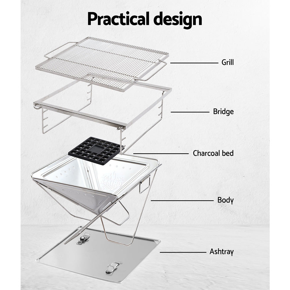 Grillz Portable Folding Stainless Steel BBQ