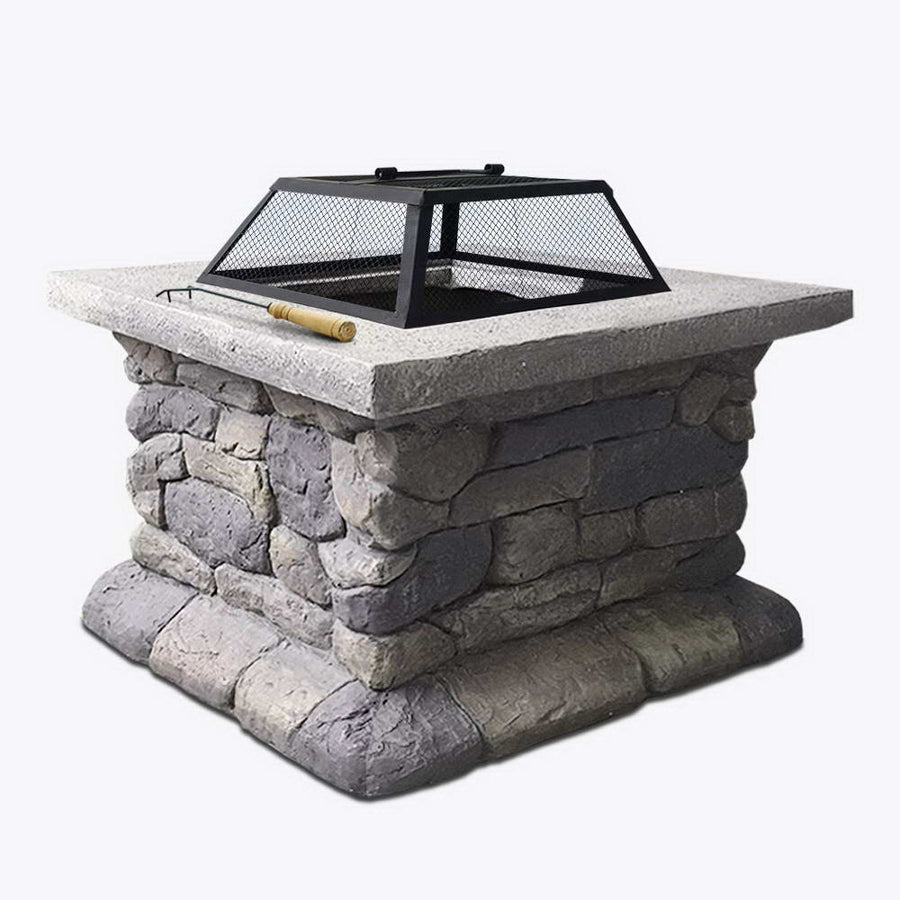 Grillz Faux Stone Square Firepit