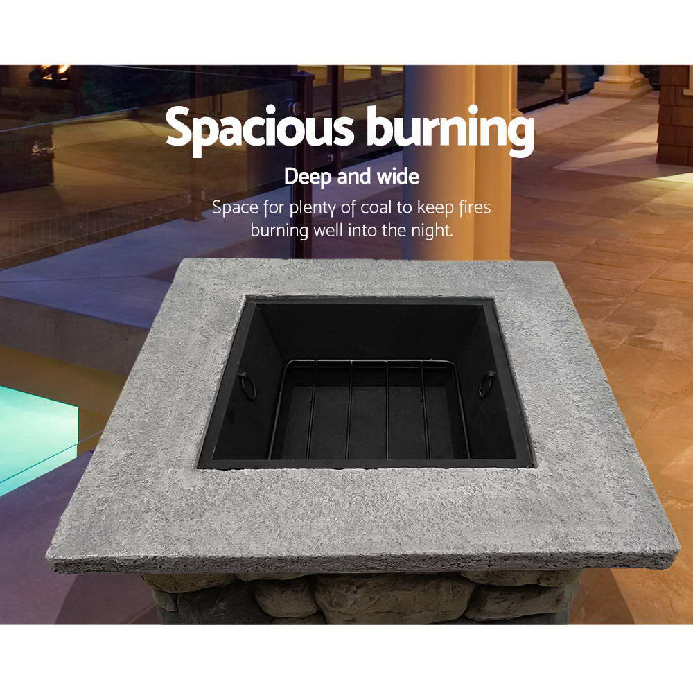 Grillz Faux Stone Square Firepit