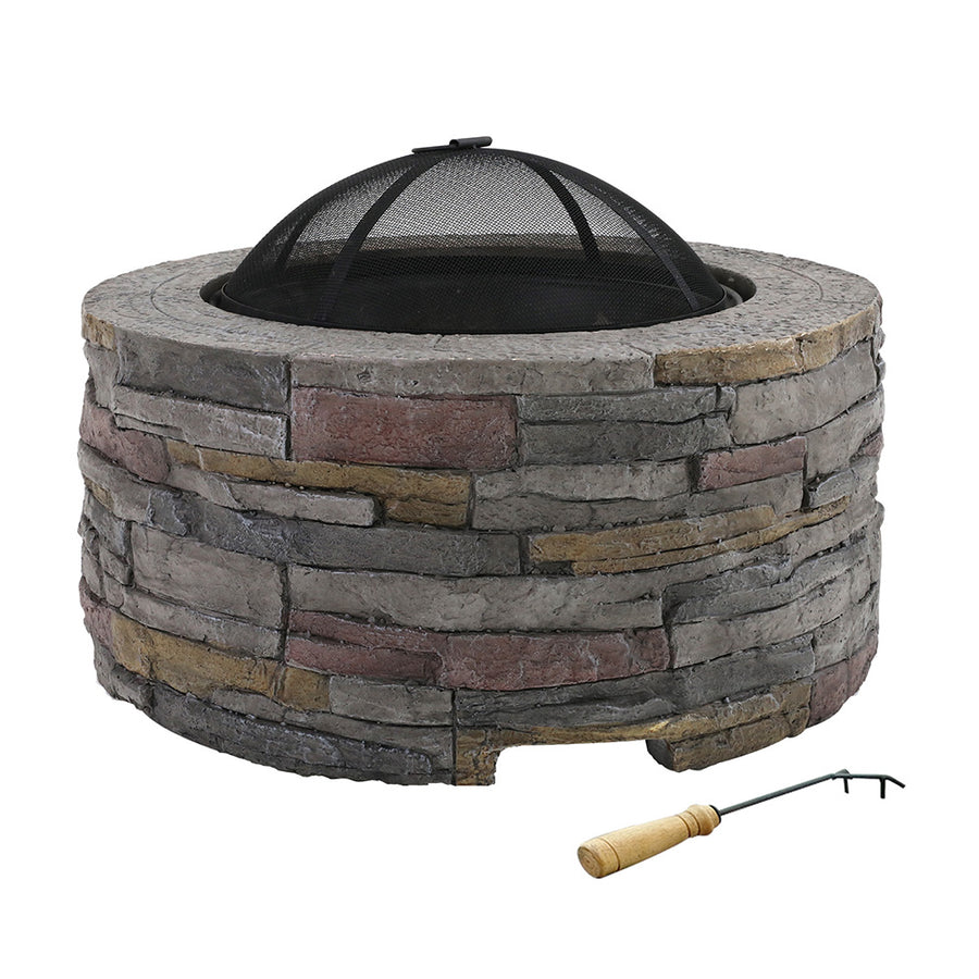 Grillz Faux Stone Round Firepit