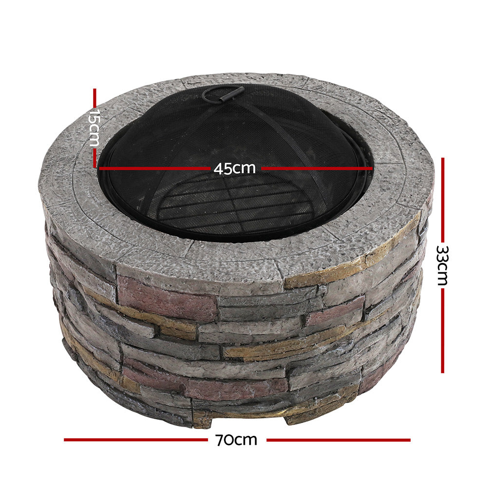 Grillz Faux Stone Round Firepit