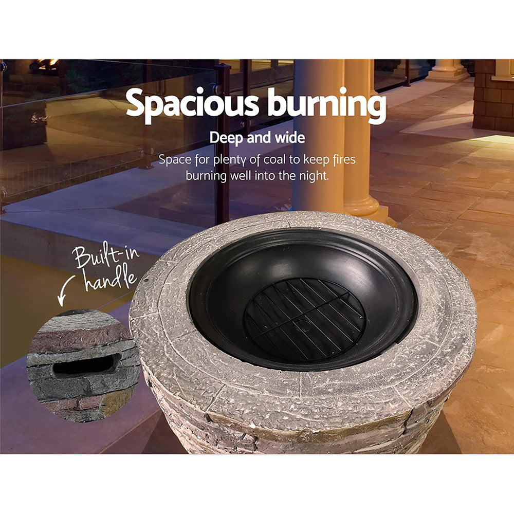 Grillz Faux Stone Round Firepit