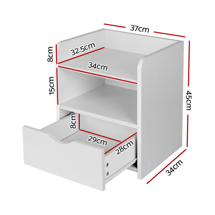 Artiss Bedside Table Drawer White