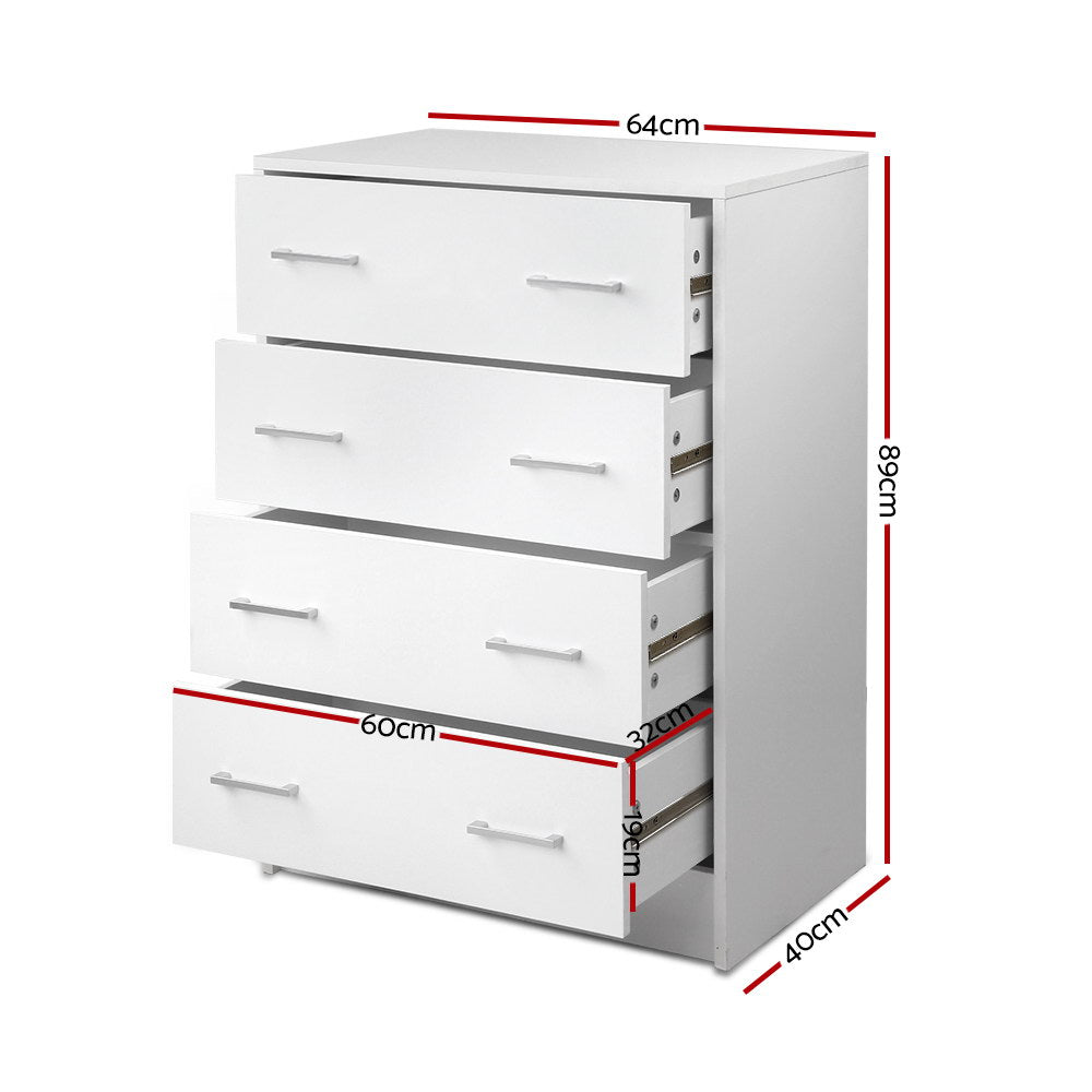 Artiss Tallboy 4 Drawer - White