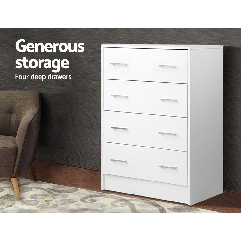 Artiss Tallboy 4 Drawer - White