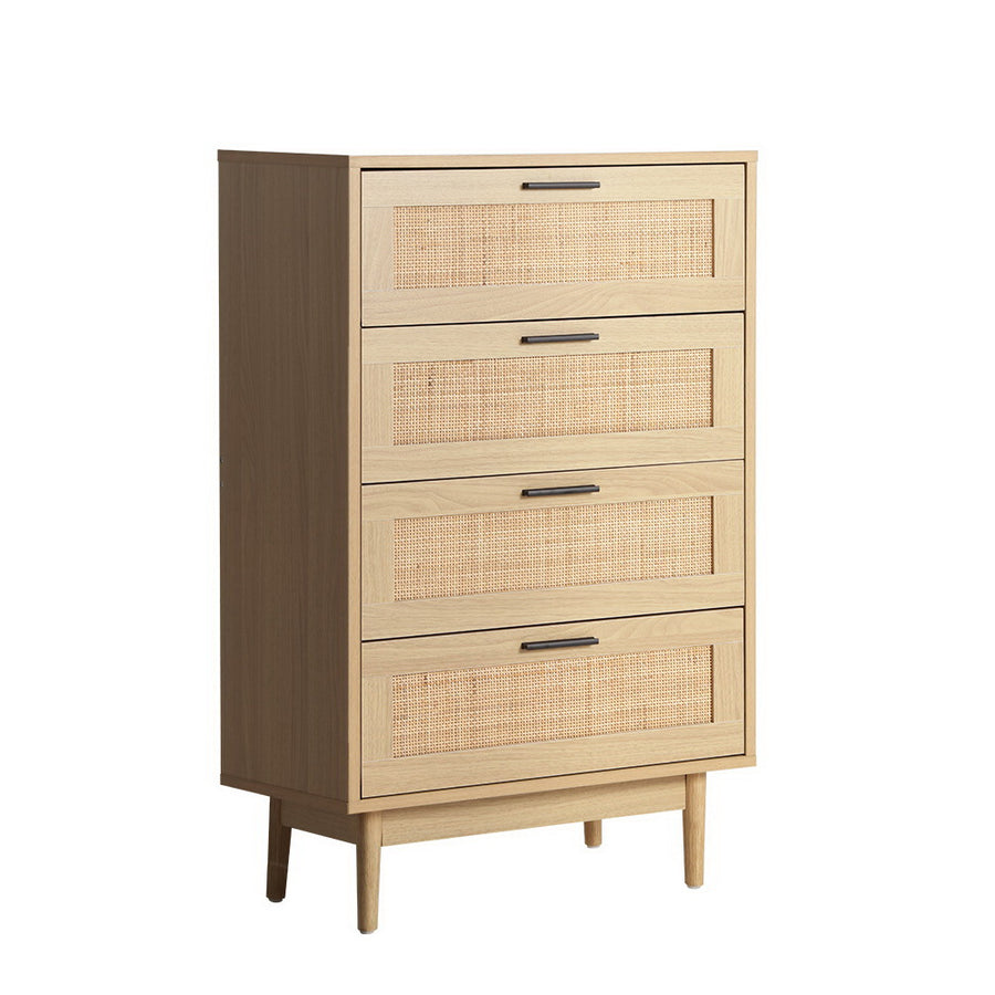 Artiss Rattan Tallboy 4 Drawers