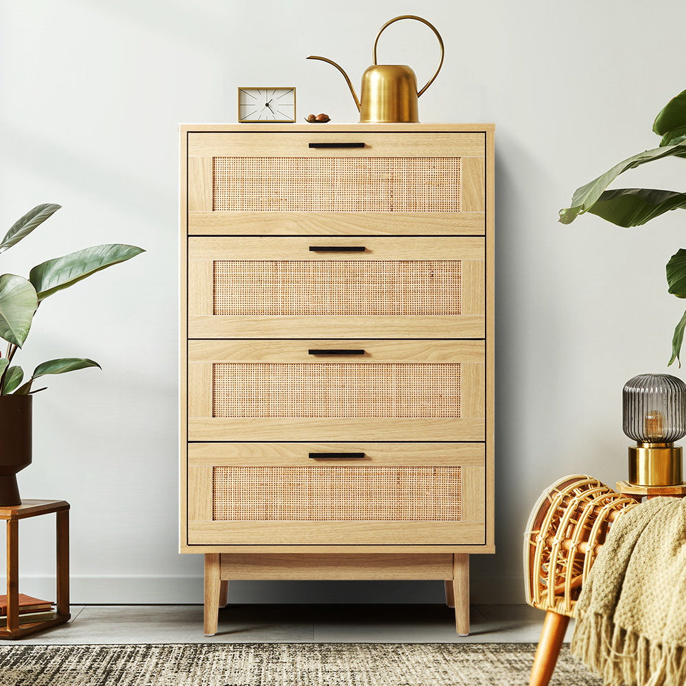 Artiss Rattan Tallboy 4 Drawers