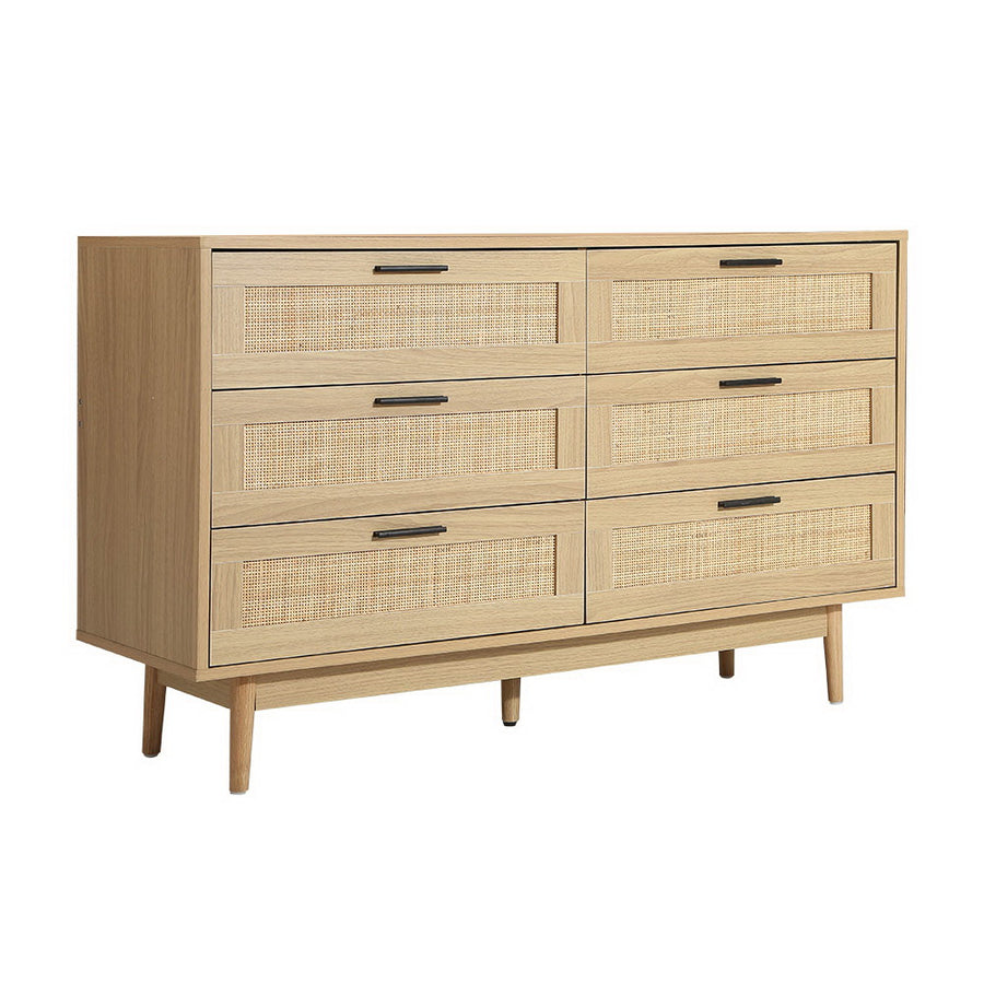 Artiss 6 Drawer Rattan Lowboy