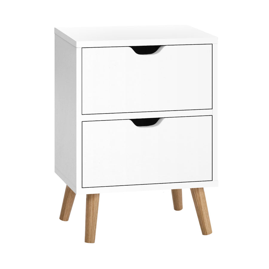 Artiss Bedside Table 2 Drawers White