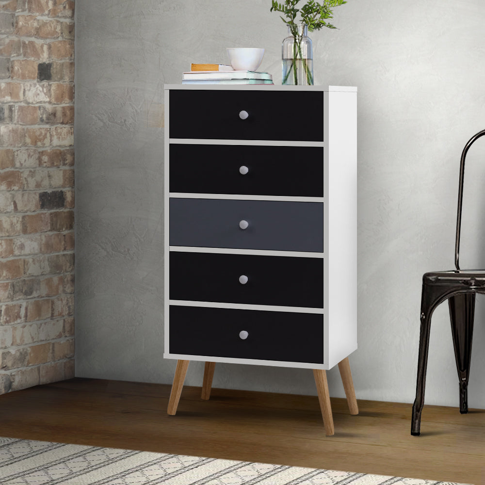 Artiss Scandinavian 5 Drawer Tallboy