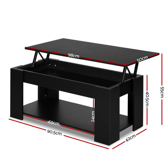Artiss Lift Top Coffee Table Black