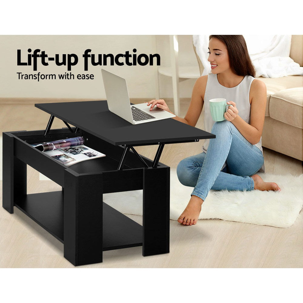 Artiss Lift Top Coffee Table Black