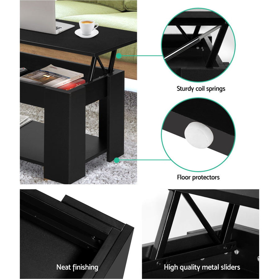 Artiss Lift Top Coffee Table Black