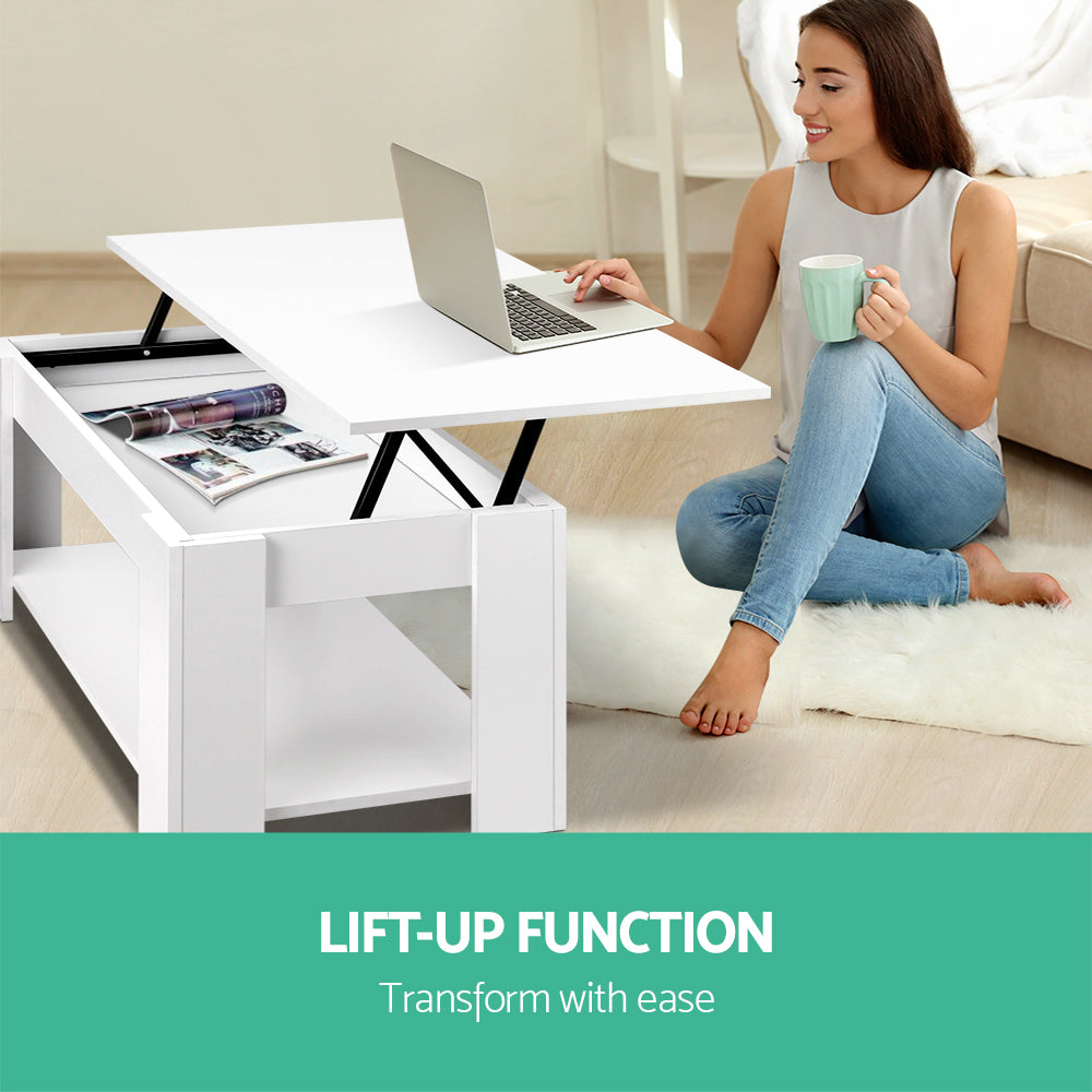 Artiss Lift Top Coffee Table White