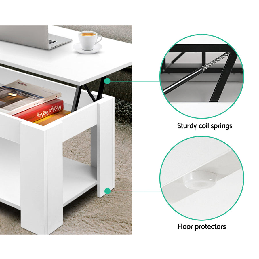 Artiss Lift Top Coffee Table White