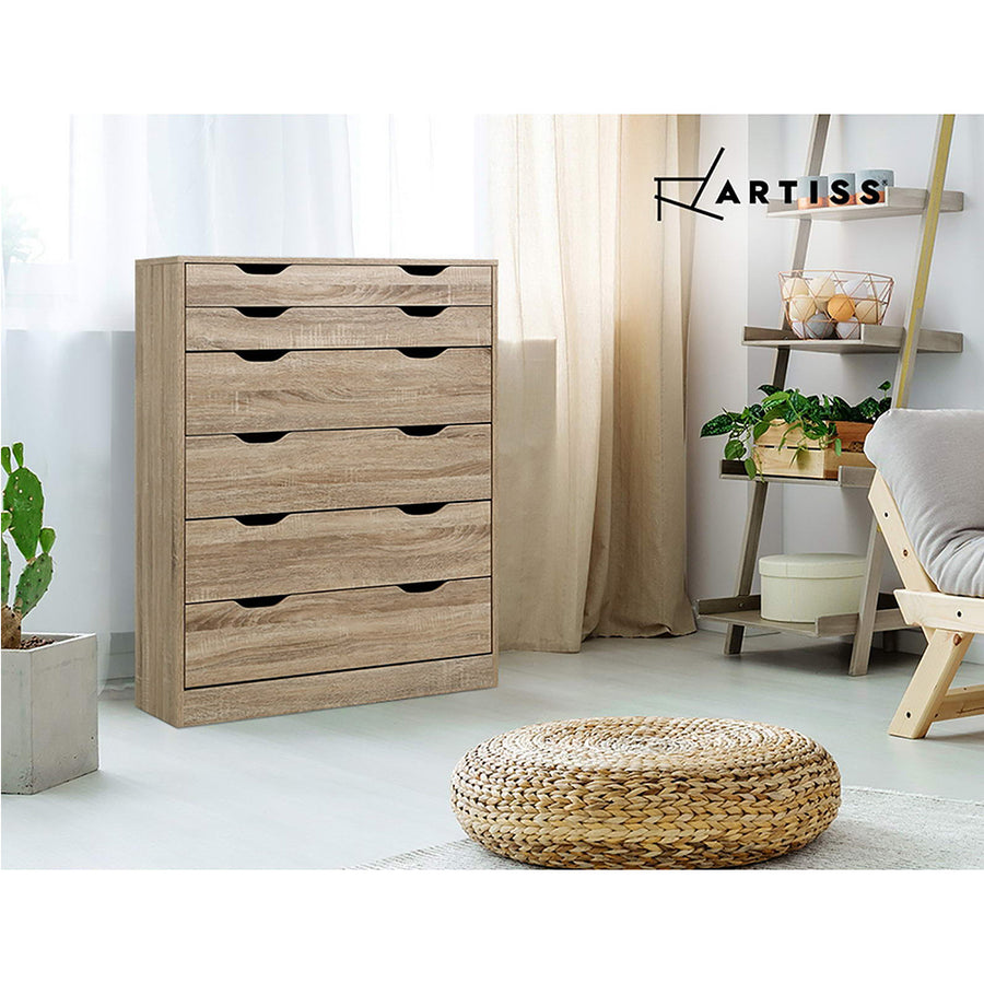 Artiss 6 Drawer Tallboy - Oak