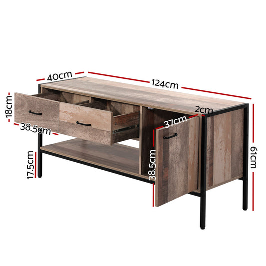 Artiss Industrial Rustic TV Entertainment Unit 124cm