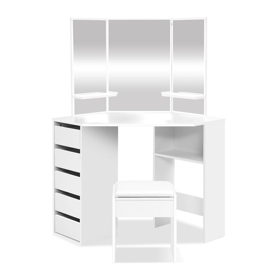 Artiss Corner Dresser - 5 Drawers - White