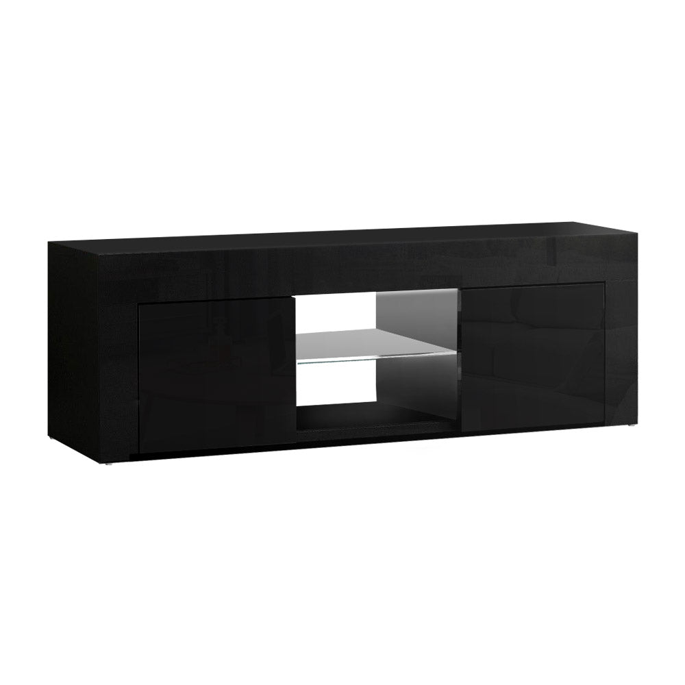 Artiss LED Entertainment Unit Gloss Black 130cm