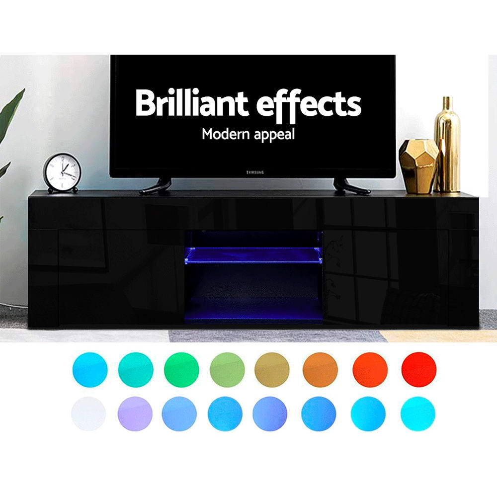 Artiss LED Entertainment Unit Gloss Black 130cm