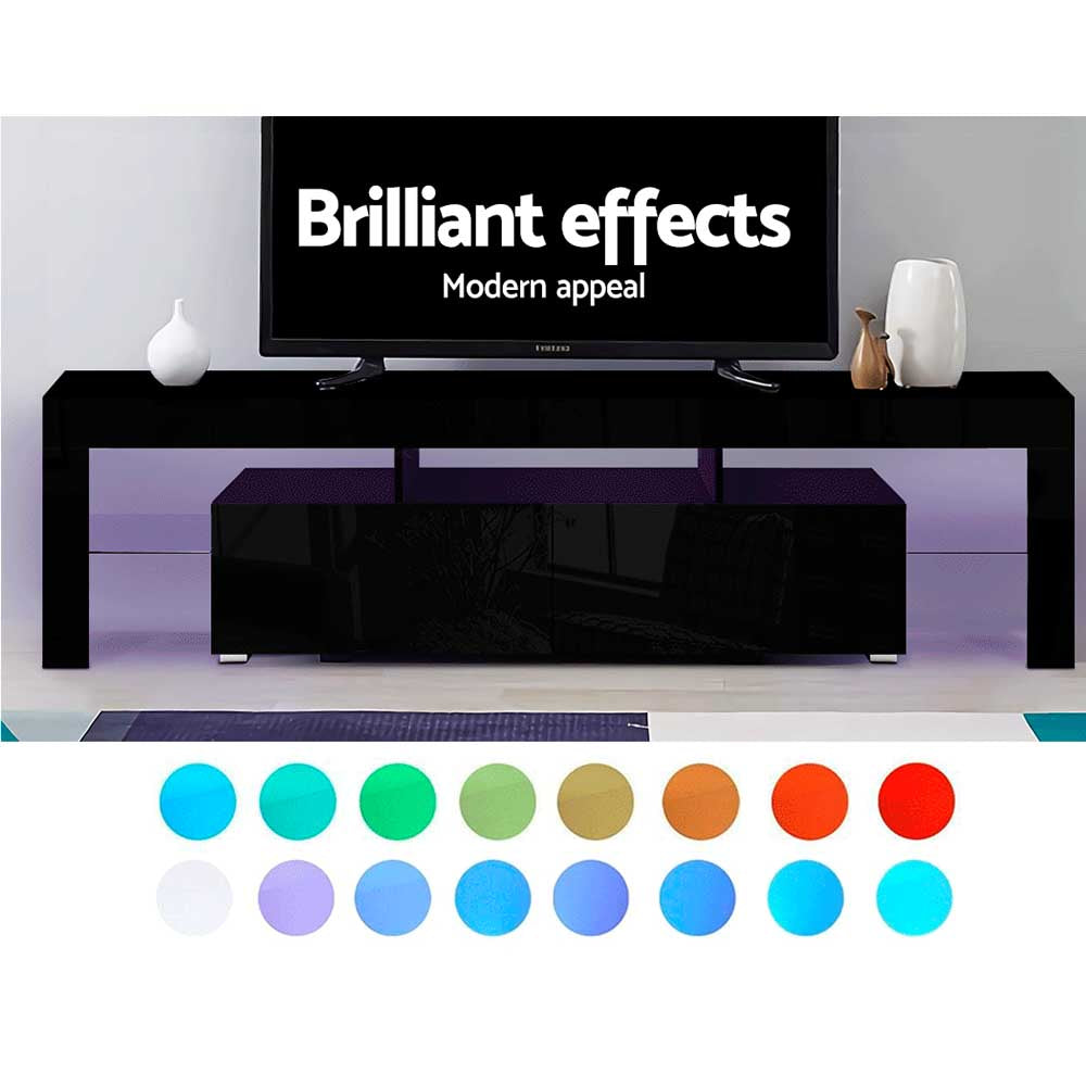 Artiss LED TV Stand Gloss Black 189cm