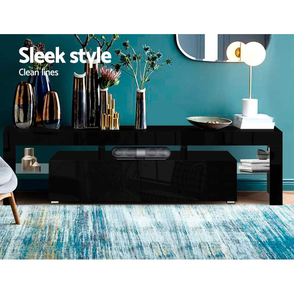 Artiss LED TV Stand Gloss Black 189cm