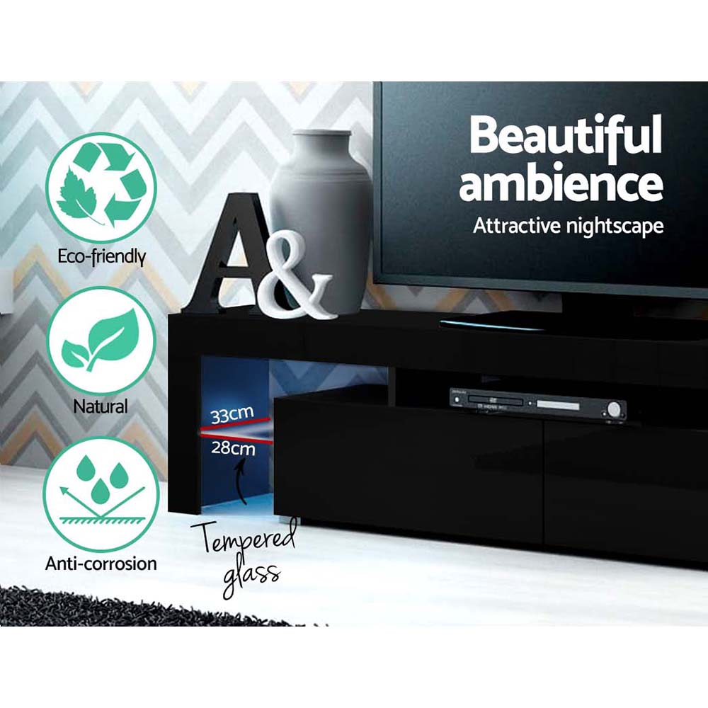 Artiss LED TV Stand Gloss Black 189cm