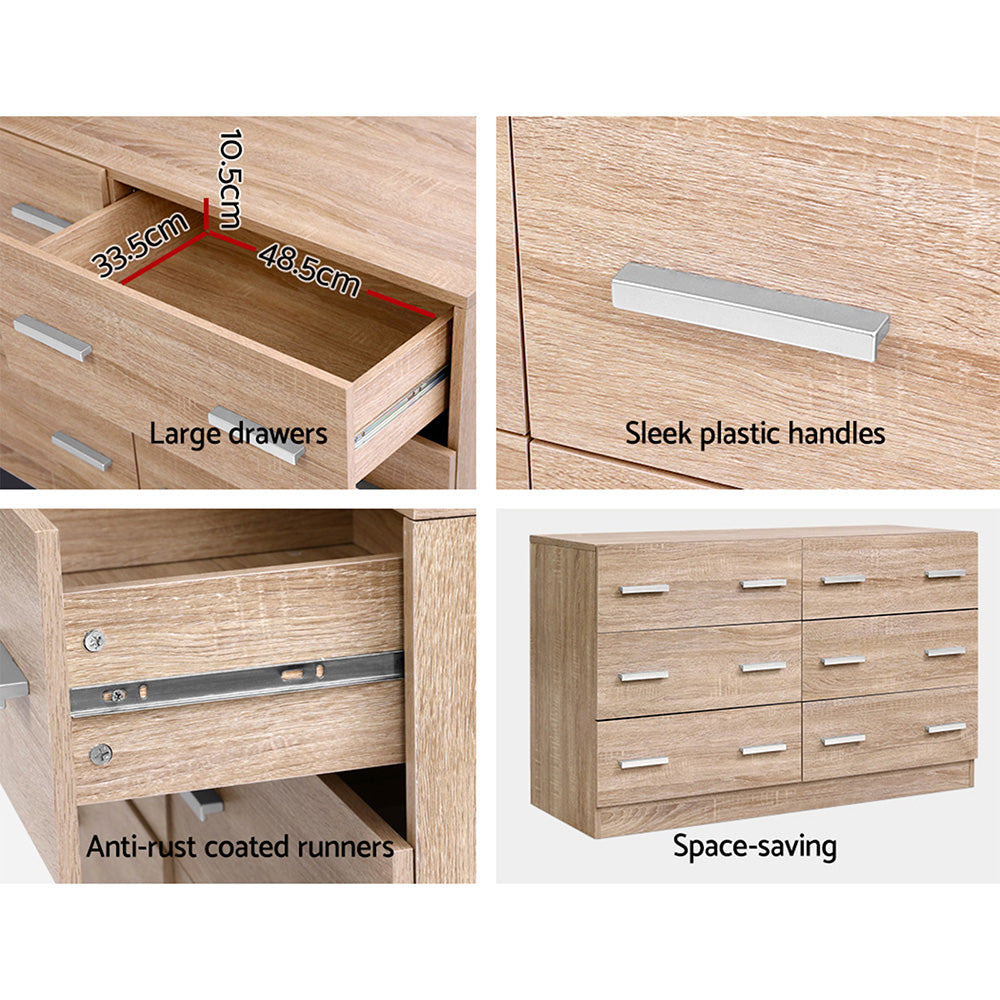 Artiss 6 Drawer Lowboy