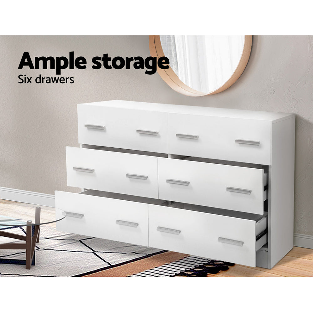 Artiss 6 Drawer Lowboy - White