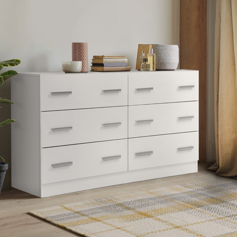 Artiss 6 Drawer Lowboy - White