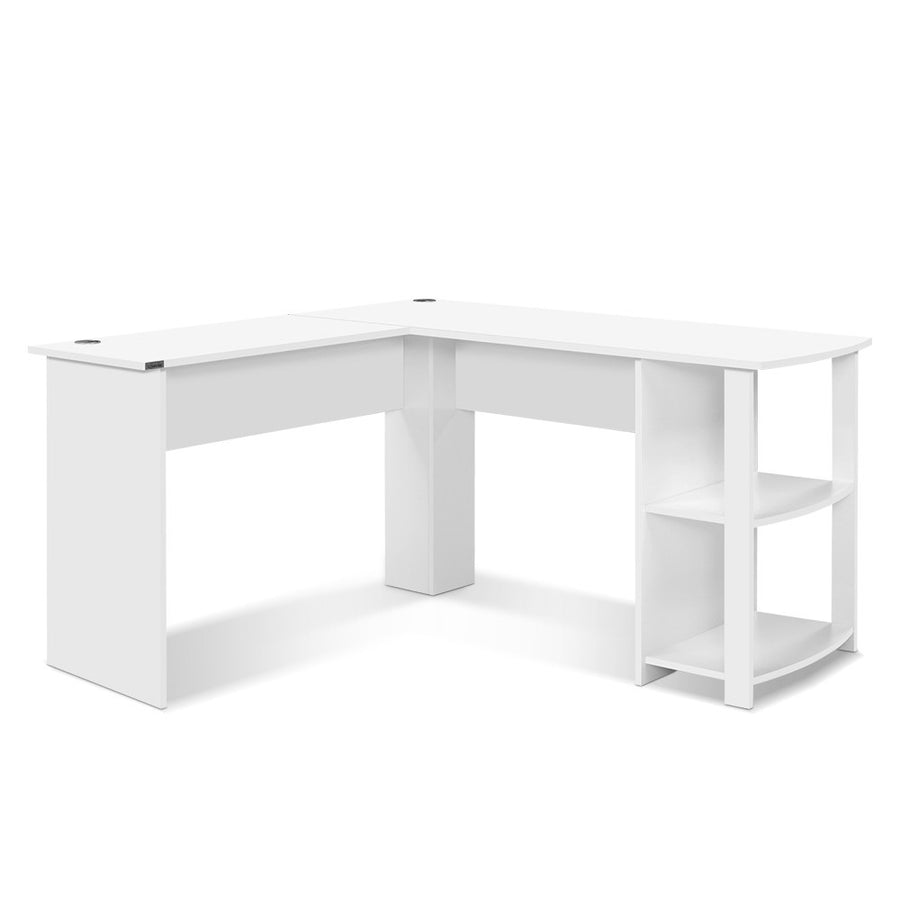 Artiss Office Computer Desk Corner Student Study Table Workstation L-Shape Shelf White