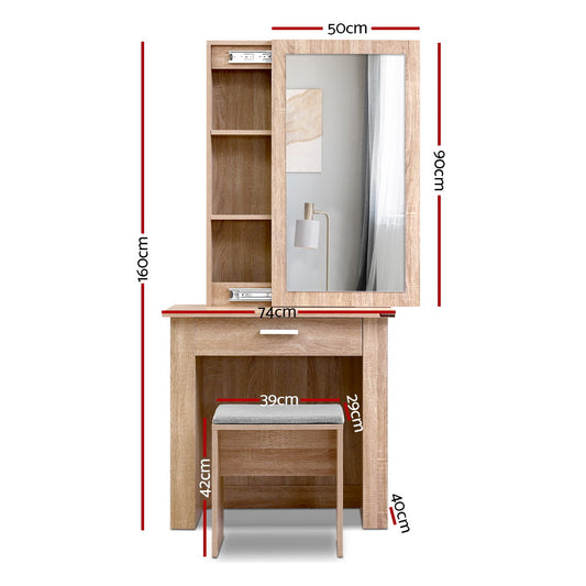 Artiss Dressing Table - Natural Wood Finish
