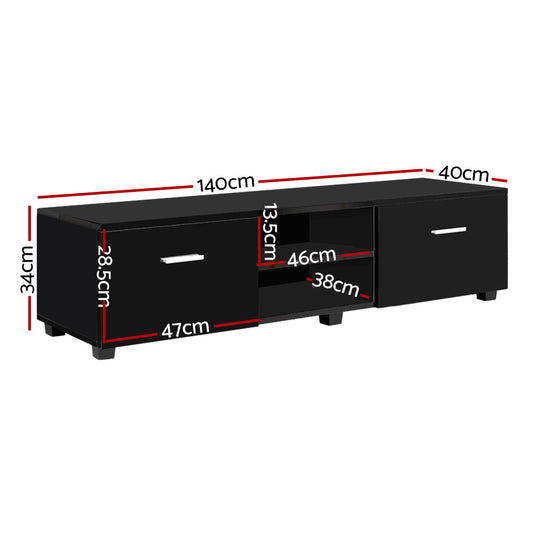Artiss Gloss Black TV Entertainments Unit 140cm