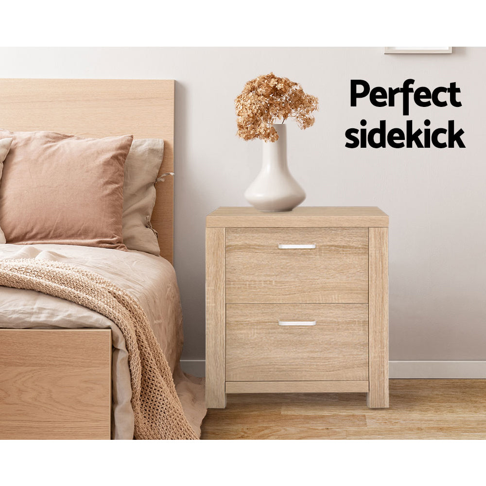 Artiss Bedside Table Beige Finish