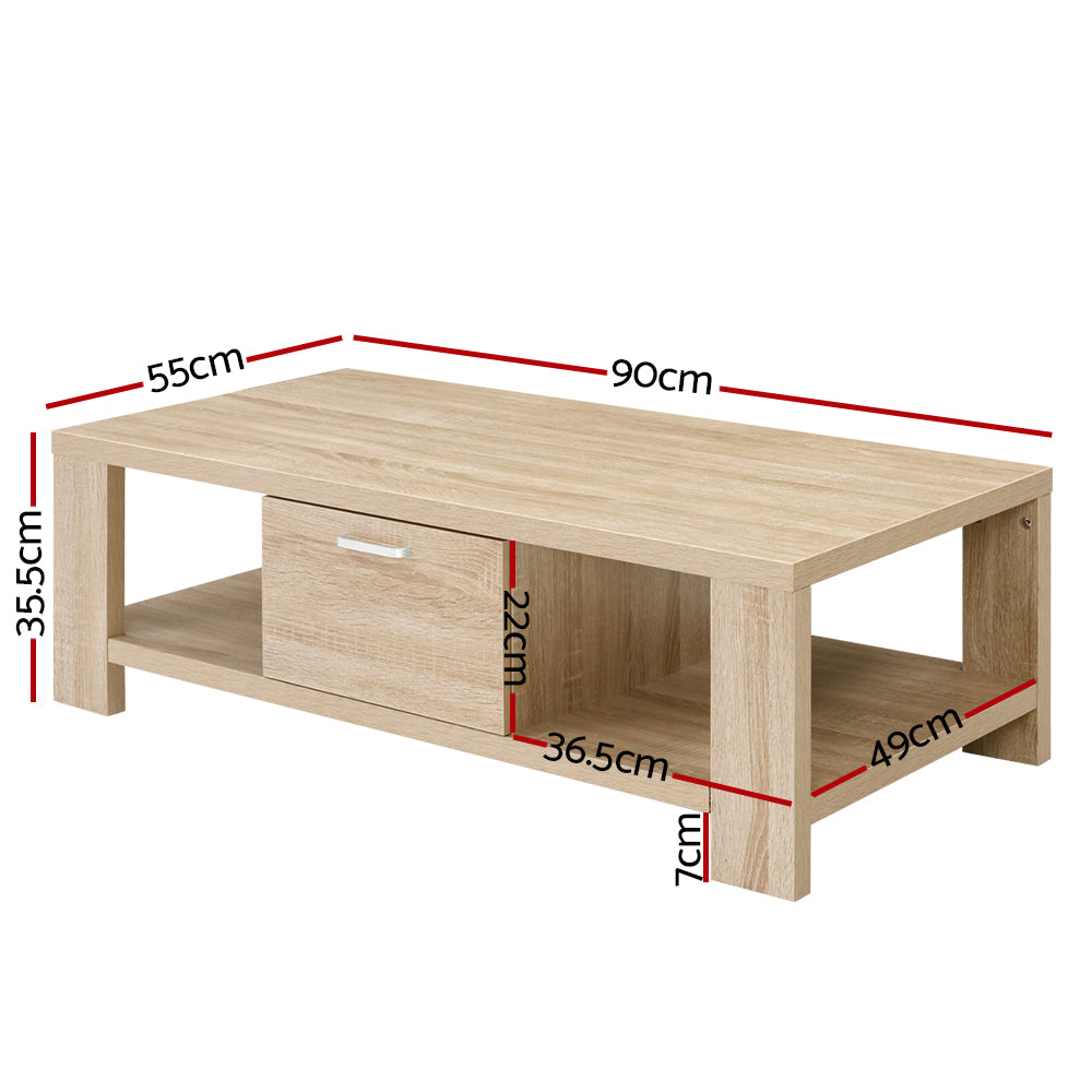 Artiss Coffee Table Natural Oak Coloured Finish