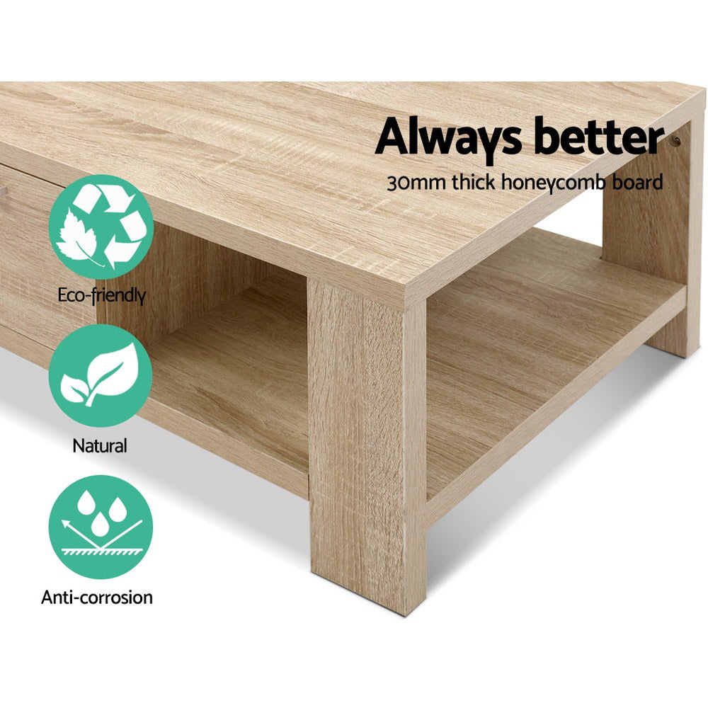 Artiss Coffee Table Natural Oak Coloured Finish