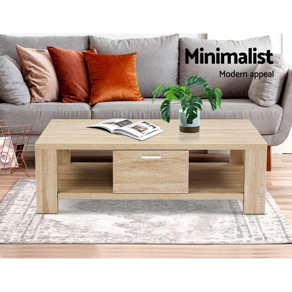 Artiss Coffee Table Natural Oak Coloured Finish