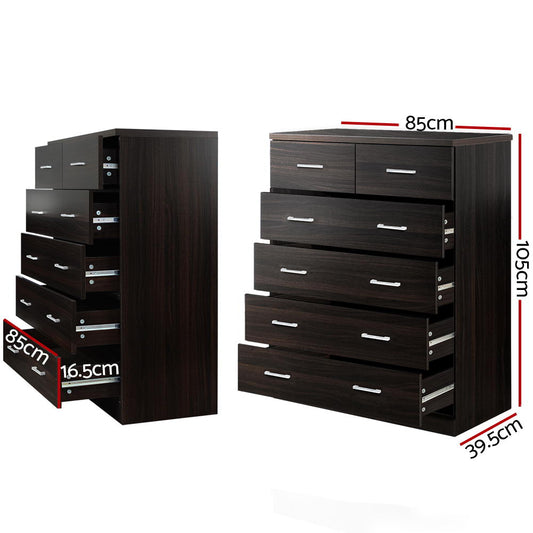 Artiss Tallboy 6 Drawers - Walnut