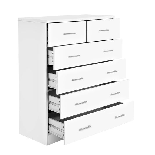 Artiss 6 Drawer Tallboy - White