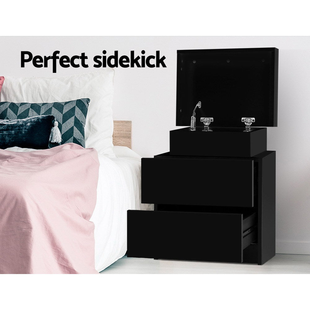 Artiss Bedside Table Black