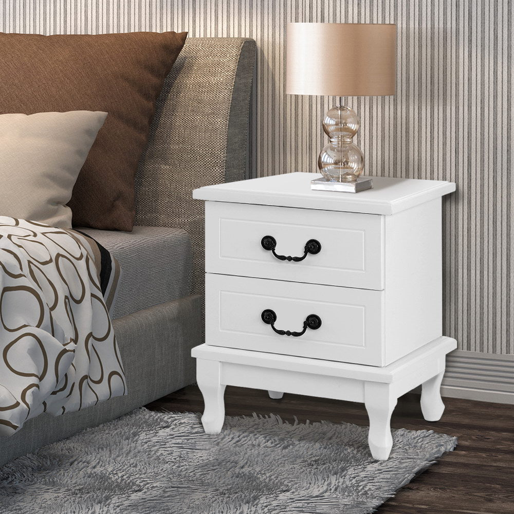 Artiss KUBI Bedside Table French Provincial White