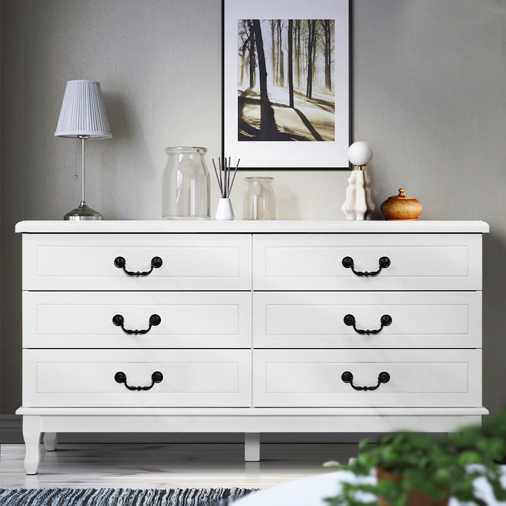 Artiss 6 Drawer Lowboy White