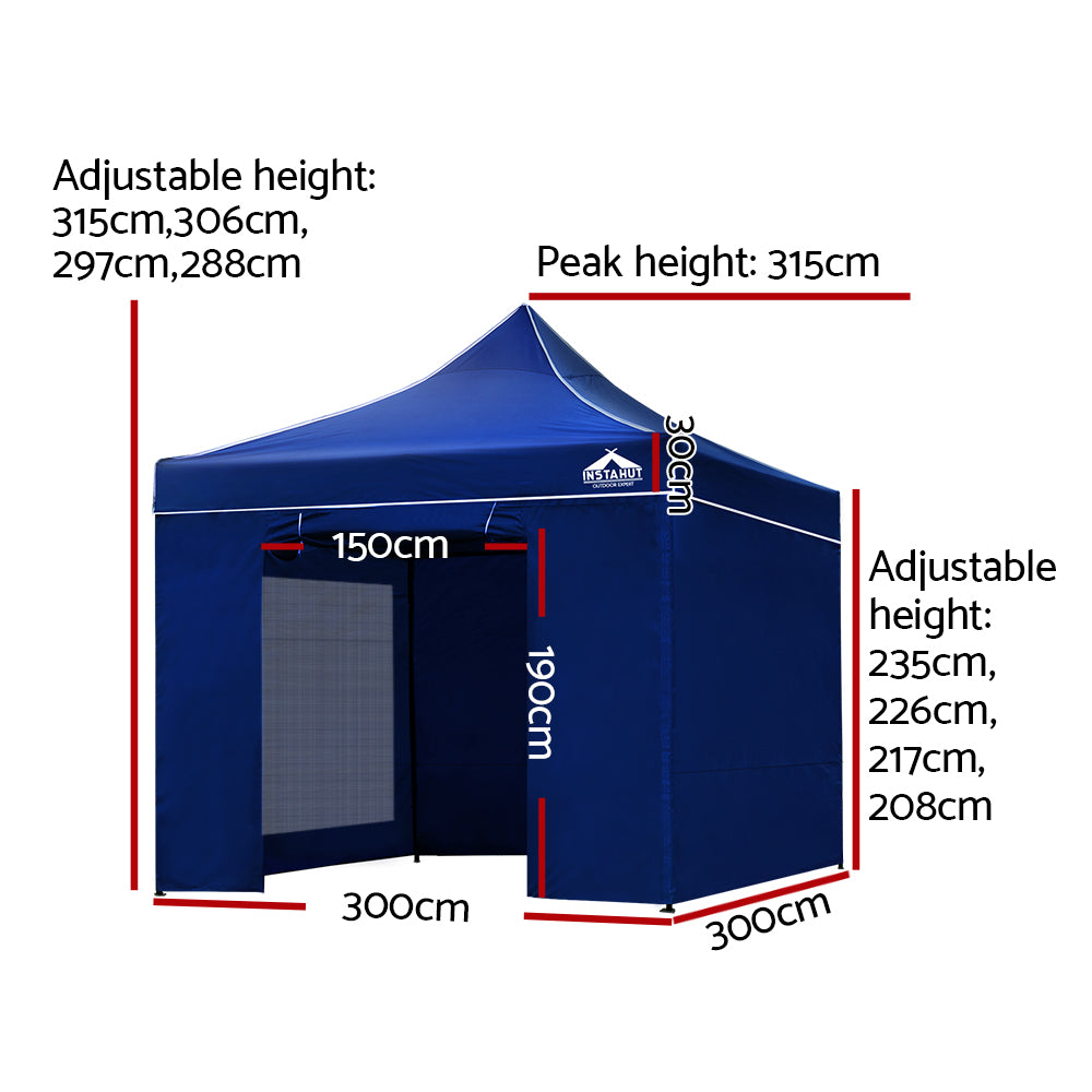 Instahut 3m x 3m Marquee Gazebo Blue