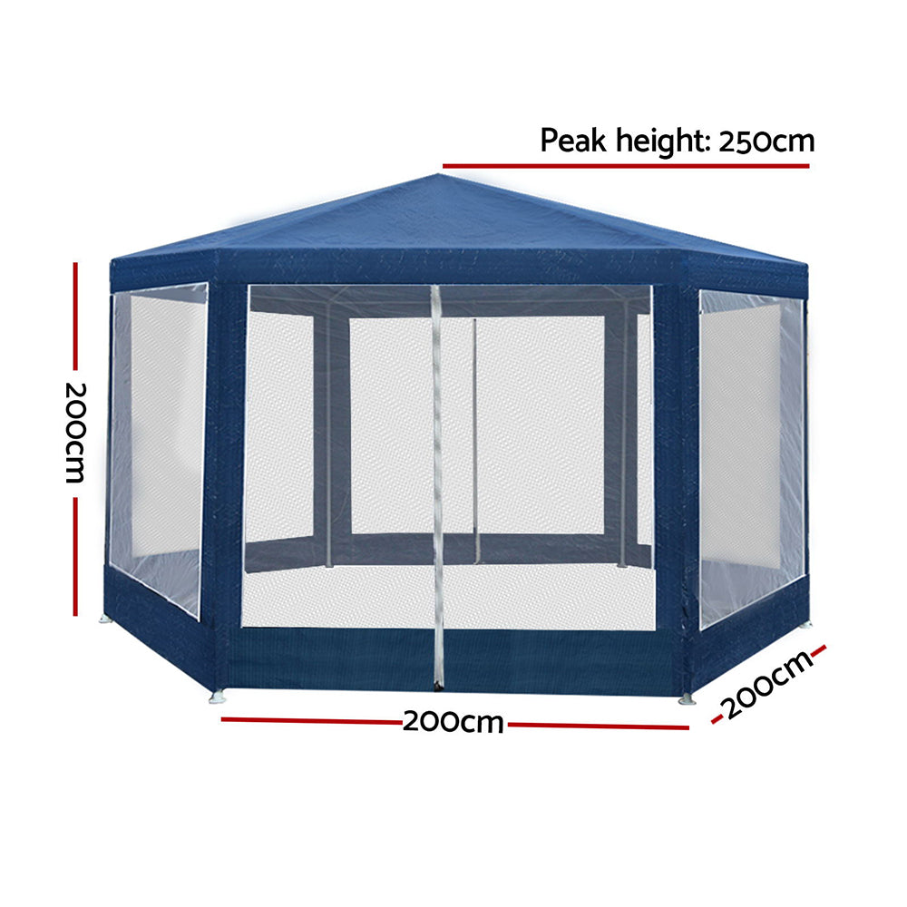 Instahut Hexagonal Marquee Gazebo Blue