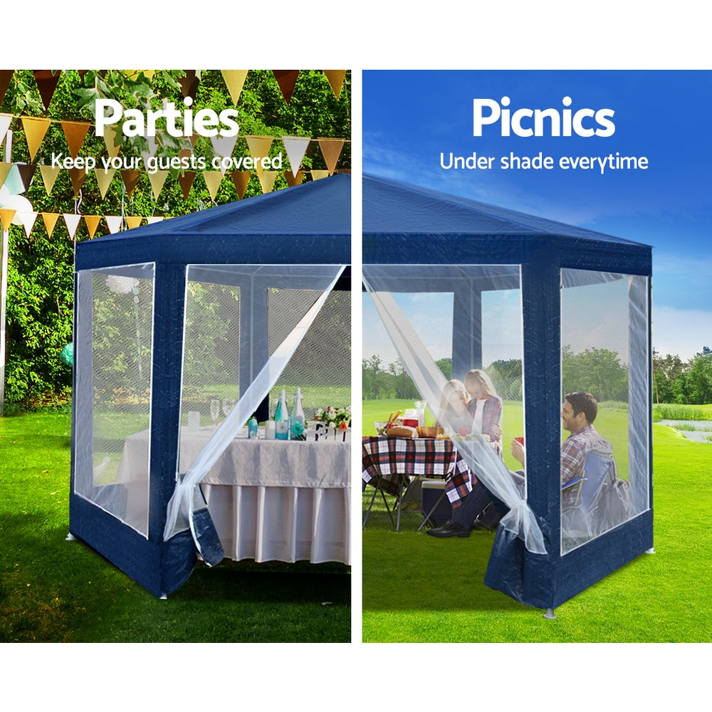 Instahut Hexagonal Marquee Gazebo Blue