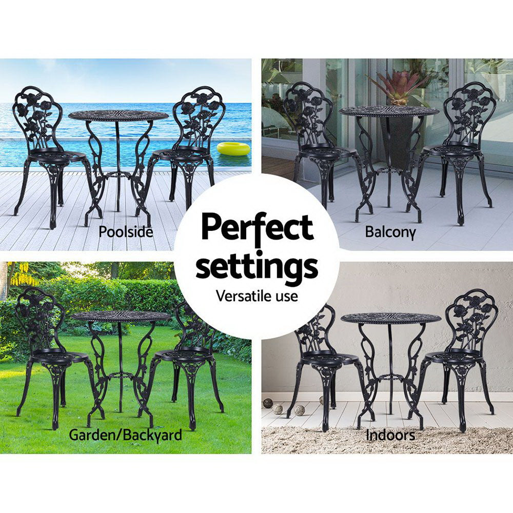 Gardeon 3PC Outdoor Setting  Black