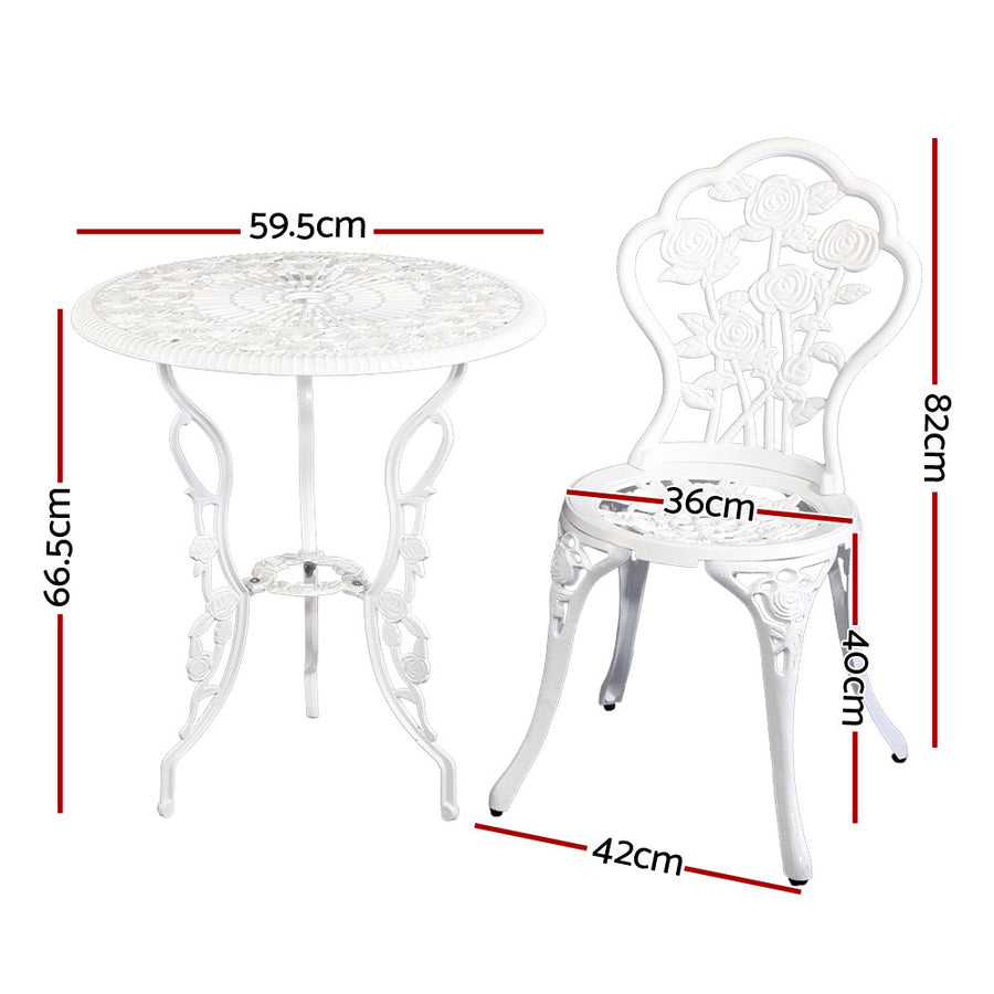 Gardeon 3pc Table and Chairs White